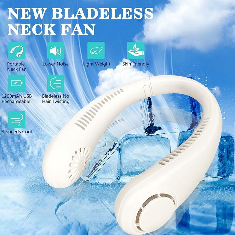 Ventilateur De Cou Portable WEIDU - Sans Lame, Pliable, 3 Vitesses, 5000mAh - Parfait Pour L'Été