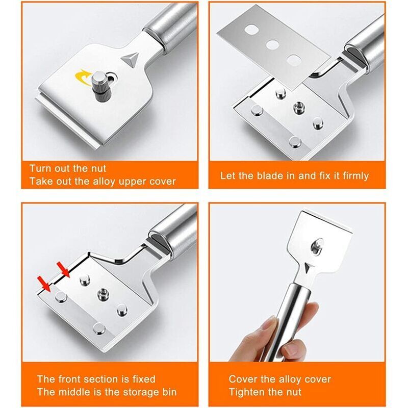 Grattoir De Rasoir Powertec 24 Pouces - Lame 4 Pouces + 10 Lames De Rechange - Neuf