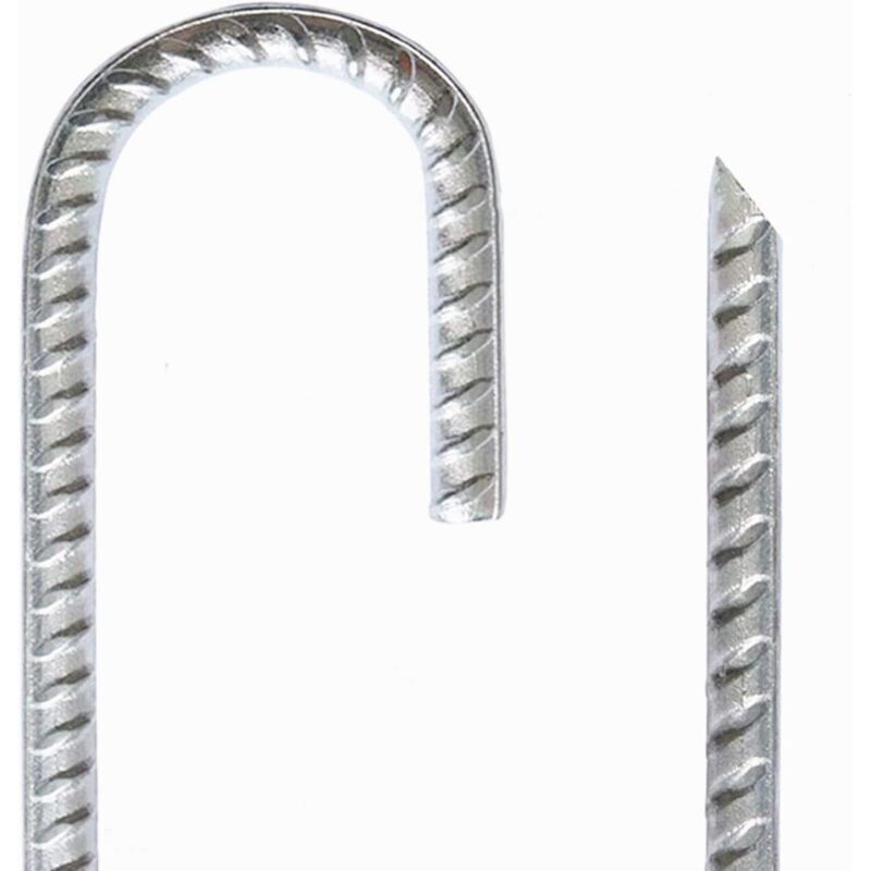 6 Piquets Ancrage Sol Acier Galvanisé - 30cm Type J Pour Tente, Trampoline, Camping