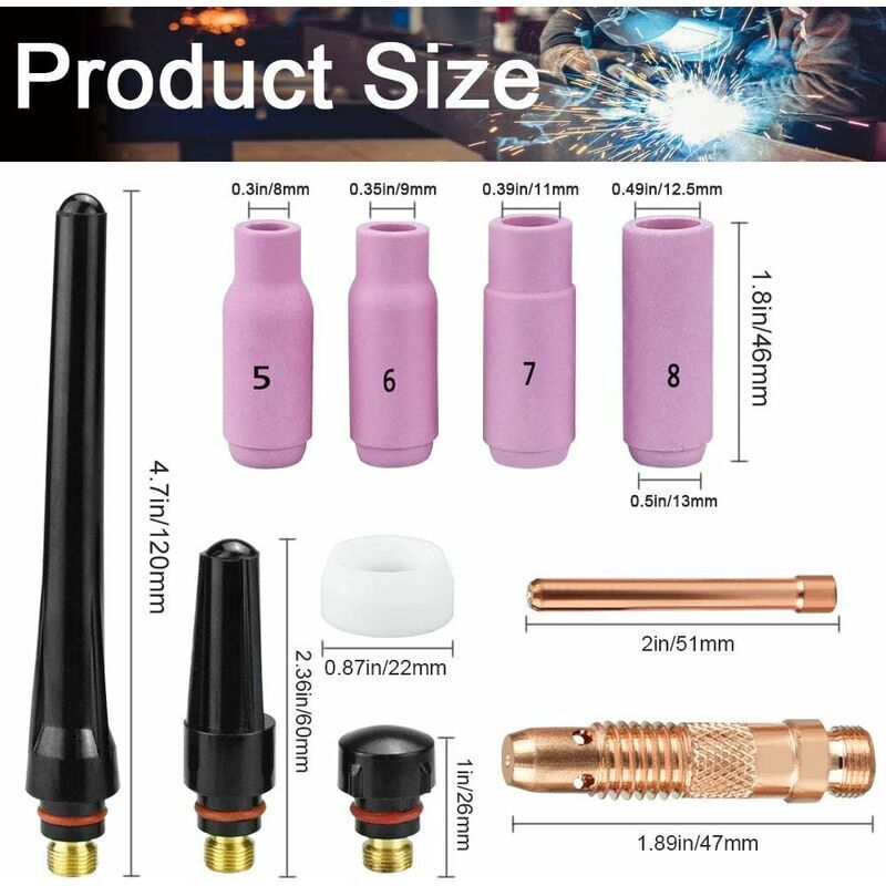 COC-7590762140265-Kit De Pièces De Soudage TIG Pour Torche De Soudage WP17 18 26