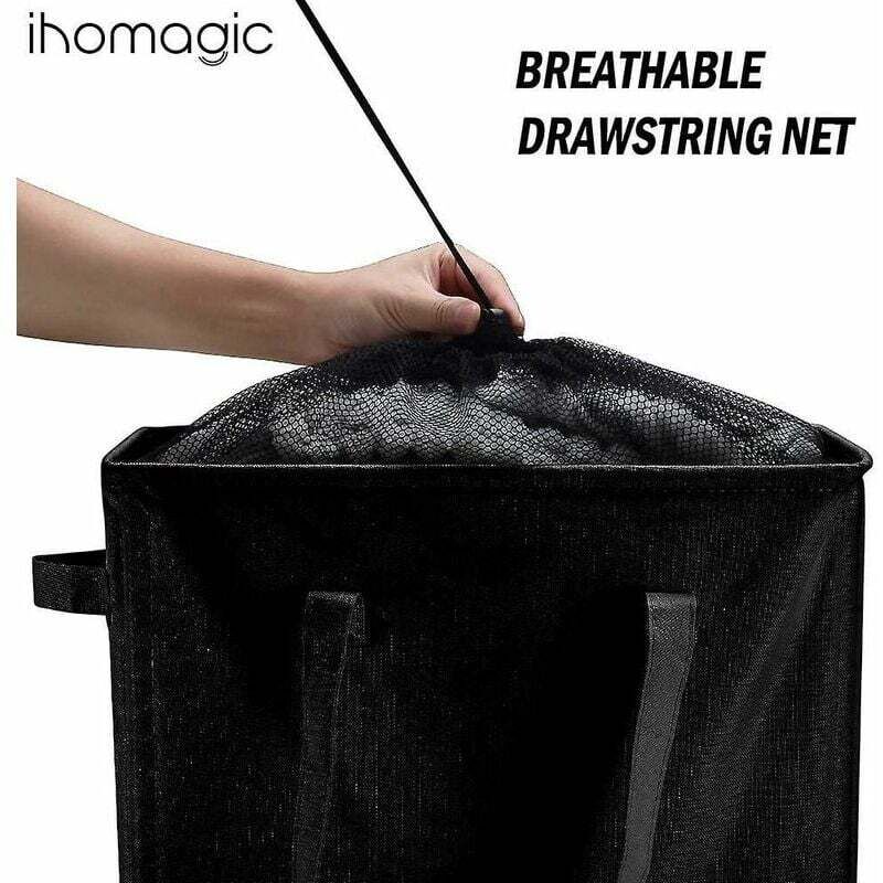 Panier à Linge Fin Pliable ZERO JET LAG - 45 L, Noir, Avec Poignées, Pour Rangement étroit (38x20x56 Cm) - 9