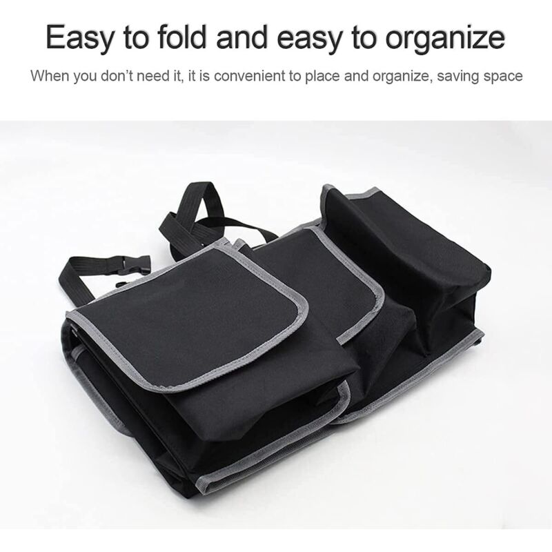 Organiseur De Coffre De Voiture Imperméable En Tissu Oxford - 90x25x12 Cm - Avec 4 Poches - Pour Toutes Voitures