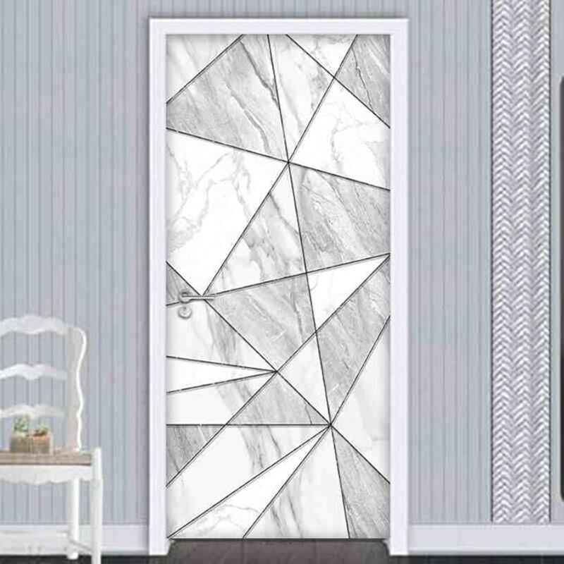 Sticker Mural Porte Géométrie Minimaliste Créative 73x205 Cm - Autocollant Décoration 3D Résistant