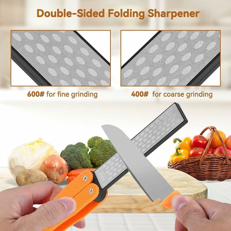 Aiguiseur De Couteaux Double Face Pliable 400/600 Grit - Pierre Diamant Portable Pour Cuisine Et Extérieur