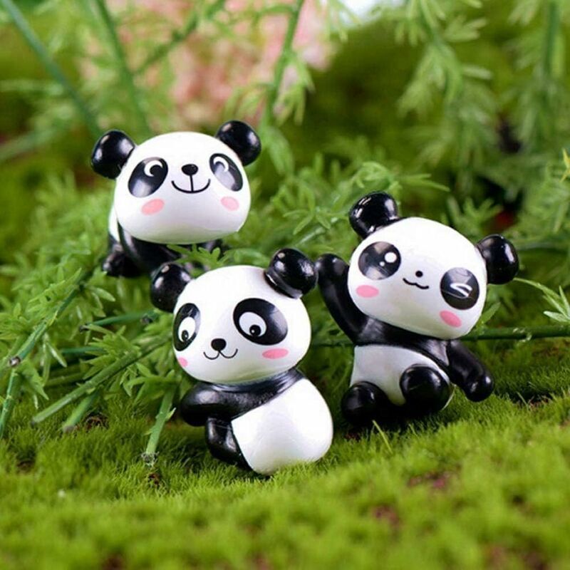 PRETYZOOM 6-Piece Mini Resin Panda Statue Set - Cute Animal Figurines For Desktop, Car, Garden Decor