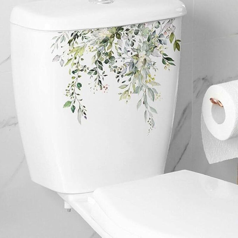 Autocollant Décoratif Pour Couvercle De Toilette - Motif Fleurs - 35x40 Cm - PVC Amovible - Pour Salle De Bain - 8