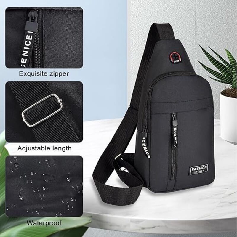 Sac De Poitrine Imperméable Unisexe - Bandoulière Réglable - Nylon Léger - Multi-compartiments - Pour Randonnée, Vélo, Voyage