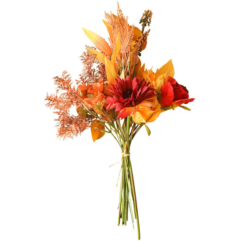 Bouquet De Fleurs Artificielles Orange Réaliste – Pour Extérieur/jardin, Stable, Décoration Table Ou Intérieur (28 Cm)