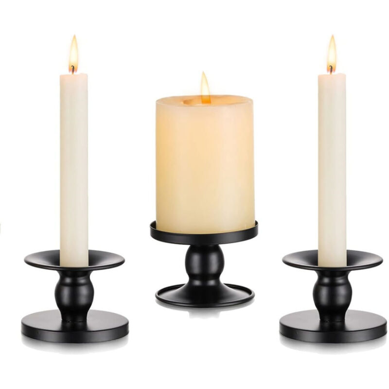 Bougeoir Noir Avec Nœud Sosoport - Décoration élégante Pour Table, Mariage, Noël, Halloween