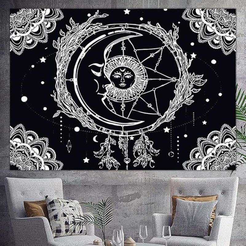 Tenture Murale 153x102 Cm - Impression Artistique Terre Loup Sur Fond Noir - Décoration Salon, Chambre - 10