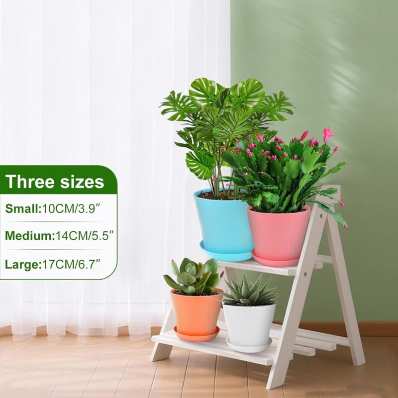 Lot De 4 Pots De Fleurs Suspendus En Plastique 13.2 Cm Avec Crochets - Pour Intérieur Et Extérieur, Balcon, Jardin | Pots Suspendus Décoration