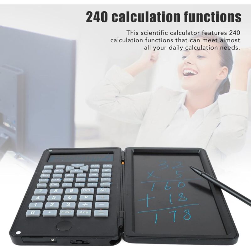 Calculatrice Scientifique Avec Bloc-notes LCD 6 Pouces - 2 Lignes D'affichage, Stylet Inclus, Pour études Et Bureau