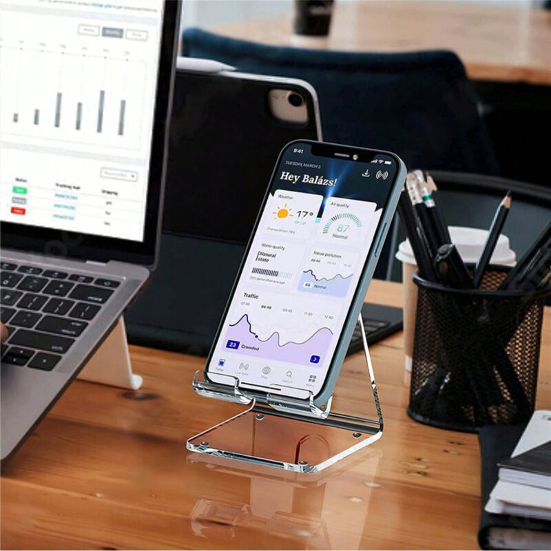 Support De Téléphone En Acrylique Transparent - Compatible 4 à 10" - Avec Trou De Charge - 3