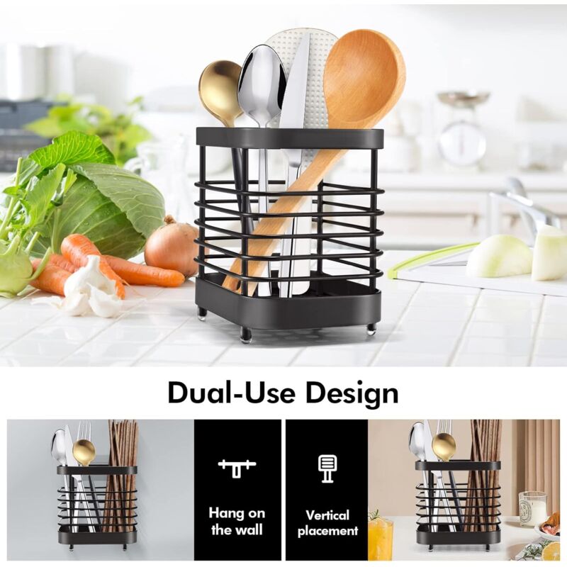 Porte-Couverts Égouttoir Acier Inoxydable – Organisateur Cuisine Pour Cuillères, Fourchettes, Baguettes, Couteaux
