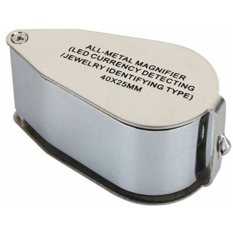 Loupe à bijoux CUQUE 40X avec LED et coque en alliage d'aluminium Loupe à bijoux CUQUE 40X avec LED et coque en alliage d'aluminium