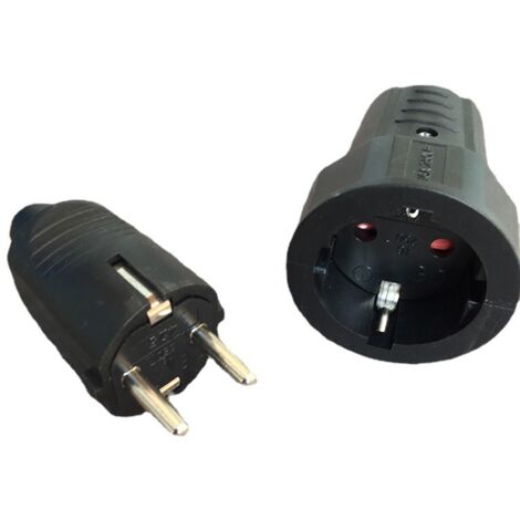 3 Fiches Mâleet 3 Prise Femelle, Fiche Électrique 2 Broches Fiche Fiche Électrique avec Caoutchouc Prise Electrique Étanche Fiche Mâle ,noir,5.93.6,95.2cm (1/4)