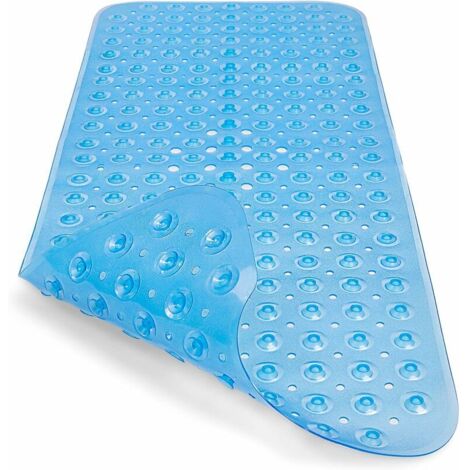 Tapis de Baignoire Antiderapant Tapis de Douche Extra Long Tapis de Bain Enfant avec Ventouse Lavable en Machine Anti Moisissure Antifongique, sans Phtalates de Latex (100 x 40 cm, Bleu) (1/5)