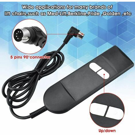 Télécommande Manuelle 2 Boutons 8 Broches Pour Fauteuil Roulant/Releveur/Inclinable Électrique - Remplacement Facile Avec Câble Extensible - 7
