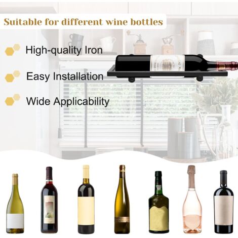 Support Mural Pour 2 Bouteilles De Vin - Métal Pliable - Noir