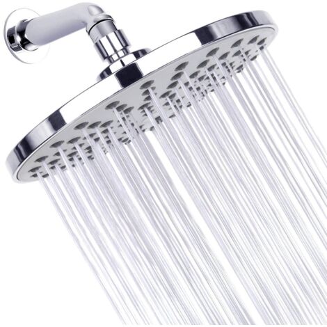 Pomme de Douche Anti Calcaire, Tête de Douche en Acier Inoxydable, Pommeau de douche à effet pluie, Pommeau de Douche Fixes Economie d'Eau et Haute Pression pour Salle de Bain, Argenté (1/5)
