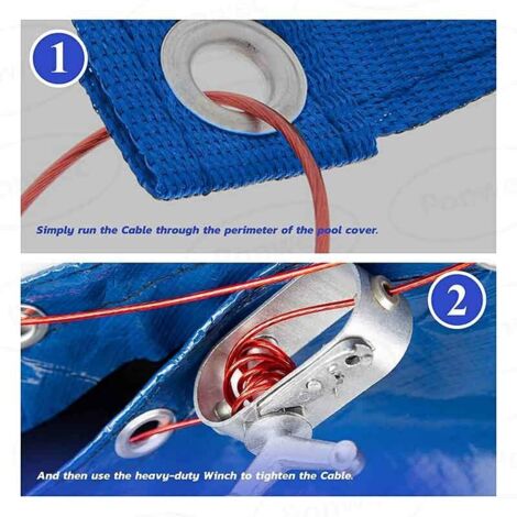 Kit De Fixation De Bâche De Piscine Hors-sol : Câble Acier Plastifié 30,5 M Avec Tendeur Réglable
