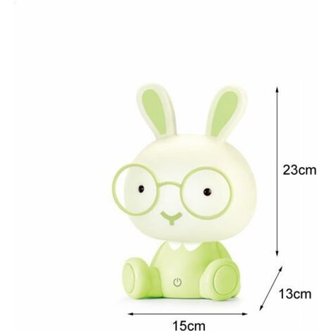1pc Veilleuse LED pour Enfants, USB Lampe de Chevet Lapin, Lampe de Table, Chambre Salon Chambre d'enfant Cadeau,15X13X23CM(lapin vert) (1/3)