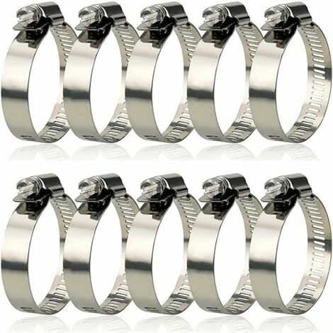 304 Collier de Serrage Inox,Collier de Serrage Métallique Diamètre Réglable de 27 à 51 mm,Collier de Serrage Pour Piscine Pour la Fixation des Tuyaux 10 Pièces, (1/5)