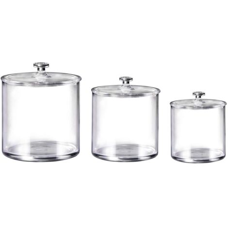 Lot de 3 Boite Coton Tige , Distributeur Coton, Boite de Rangement Plastique pour Salle de Bain (1/5)