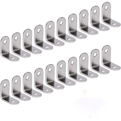 Angle Droit Support Inox 90 Degrés Support De Coin support d'angle en forme de L Fixation Équerre Livré Argent 20 Pièces 30 30 16mm (1/5)