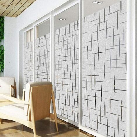 Film électrostatique Vitre Opaque 150x200 Cm - Motif Grille Oblique, Protection Intimité, Anti-UV, Facile à Poser - 12