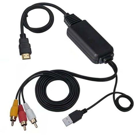 Hdmi To Av 1080P Hdmi To Rca Converter 3Rca Cvbs Composite Vidéo Audio Hdmi Vers Tv Dvd Ps3 Ntsc Av Adaptateur (1/5)