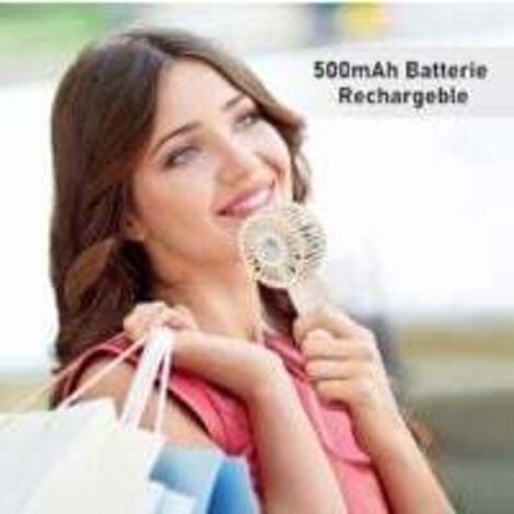 Ventilateur Portable Rechargeable - 3 Vitesses - Pliable 180° - Batterie 4000mAh - Affichage Digital - Violet