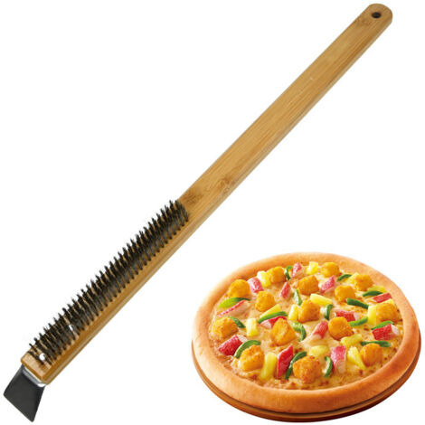 Brosse Longue Pour Four à Pizza Et Barbecue - Avec Grattoir, Manche Réglable 148 Cm, Laiton