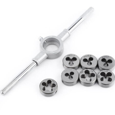 Coffret tarauds et filières Ensemble de 8 matrices métriques - Matrice à vis et support de clé à molette avec matrices M3-M12 Filetage et réenfilage Couper le traitement du filetage externe Trousse d' (1/5)