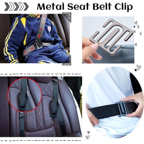 3 Paires De Clips Réglage Ceinture De Sécurité - Ajusteur Confort, Matière ABS | Pour Voiture, Gris