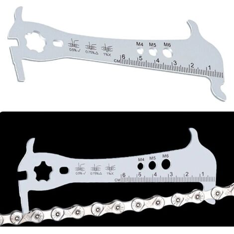 D'usure Chaine de Vélo Indicateur d'usure Outil Règle Réparation Inoxydable Jauge de Chaîne Vérificateur Indicateur d'usure pour Bicyclettes. (1/5)