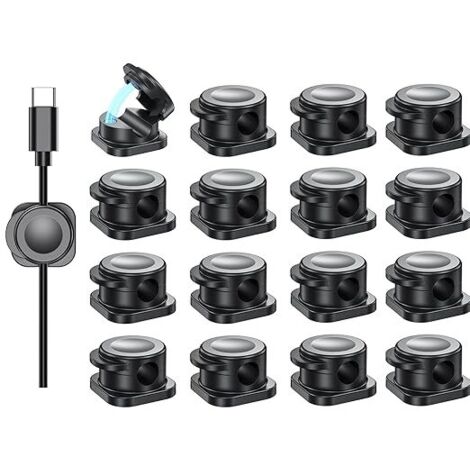 Clips de Gestion de Câbles Magnétiques 8 Pièces Clips Câble Organisateur, organisateur cable Magnétique pour HDMI, USB, Câbles Audio - Noir (1/4)