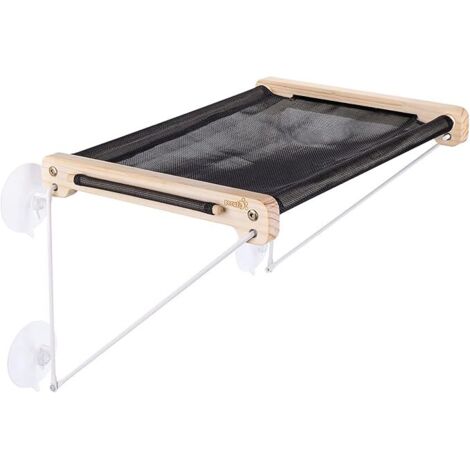 CATISM Pliable Hamac Chat Fenetre Jusqu'à 20kg, Hamac Pour Chat Renforcé Avec Ventouse Puissante, Coussin En Tissu Double Face, Sac De Couchage Pour Chats (52 X 30), Gris