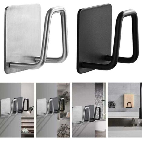 2pcs Organisateur évier Support d'éponges de cuisine éponges d'évier auto-adhésives égouttoir de séchage 304 support de rangement en acier inoxydable accessoires d'évier de cuisine (1/5)