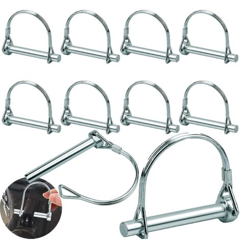 Shining House – Goupille de verrouillage 10 pièces 8 x 70 mm – Acier au carbone antirouille – Conception type D pour verrouillage rapide – Applications jardin et agriculture (1/5)