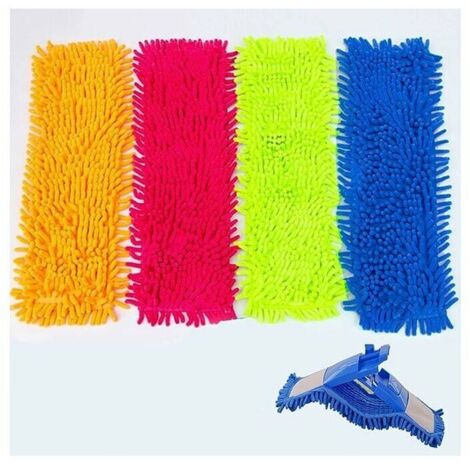 Lot de 4 serpillères de nettoyage en microfibre, extensibles, en microfibre, pour sol plat, lavables,GU.B/bon, (1/5)