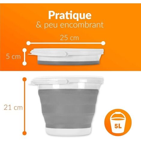 Seau Pliable En Silicone 16L Avec Couvercle Multifonction - Transformable En Table, Support Et Rangement, Pour Maison Et Extérieur - 13