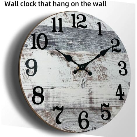 Horloge Murale Bois Rustique 38,1 Cm - Mouvement Quartz Silencieux - Décoration Intérieur Cuisine Salon - 9