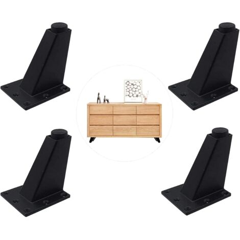 4 Pièces Pieds Réglables Meubles Jambes Cuisine Jambes Worktop Bar TV Bureau Table Jambes, Pieds Meubles Alliage d'Aluminium, pour Canapé Table Armoires éTagèRes, Facile à Installer, Noir (1/5)