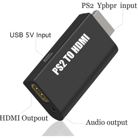 Adaptateur De Convertisseur Ps2 À Hdmi, Convertisseur Vidéo Ps2 En Convertisseur Hdmi, Sortie Audio Avec Écran Hdtv De 3,5 Mm Hdmi Supporte Tout Le Mode D'Affichage Ps2. (1/5)