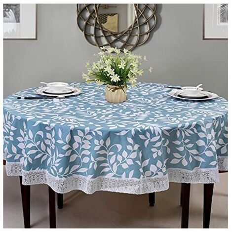 Romanstile Petite Nappe Ronde En Toile Cirée - Avec Ourlet - Aspect Lin