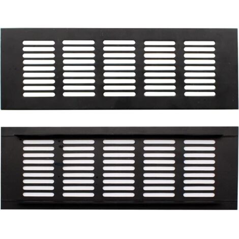 2 Pièces Grille de Ventilation, Grille d'aération en Alliage d'aluminium, Noir Grille Aeration Rectangulaire peut être utilisée pour les Armoires, Armoires à Chaussures, Portails (1/5)