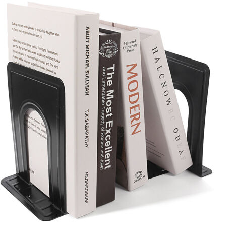 6 Paires Serre-livres Métal Noir Avec étoile – 12x9x17.5 Cm, Antidérapants, Pour Livres Lourds