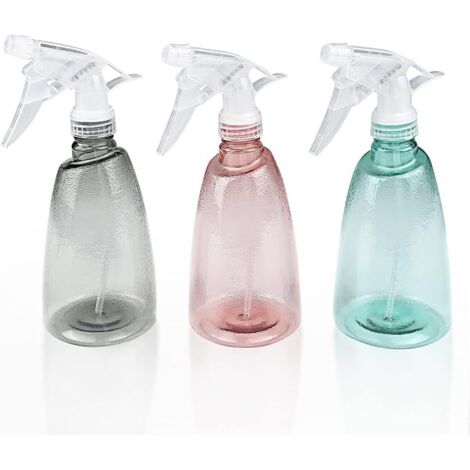 3 Pièces Vaporisateur Vide 500 ml, Rechargeable Gâchette en Plastique Flacon Pulvérisateur, 2 Pulvérisation Modes Transparent Spray Bouteilles, pour Nettoyage, Plante, Cheveux, Jardin (1/5)