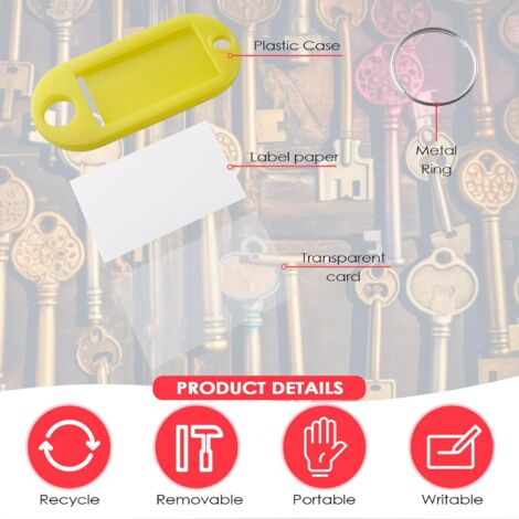 100 Pièces Porte-Clés, Étiquettes de Clé en Plastique, Inscriptibles Porte Clef Couleur en 10 Couleurs,d'identification avec, pour Clefs, Bagages | Leroy Merlin